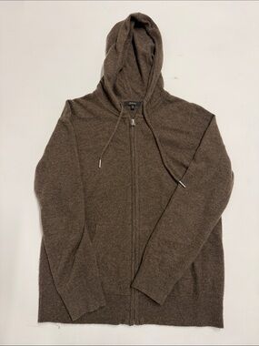 Quince 100% cashmere women’s Brown Zip-Up Hoodie Sweater